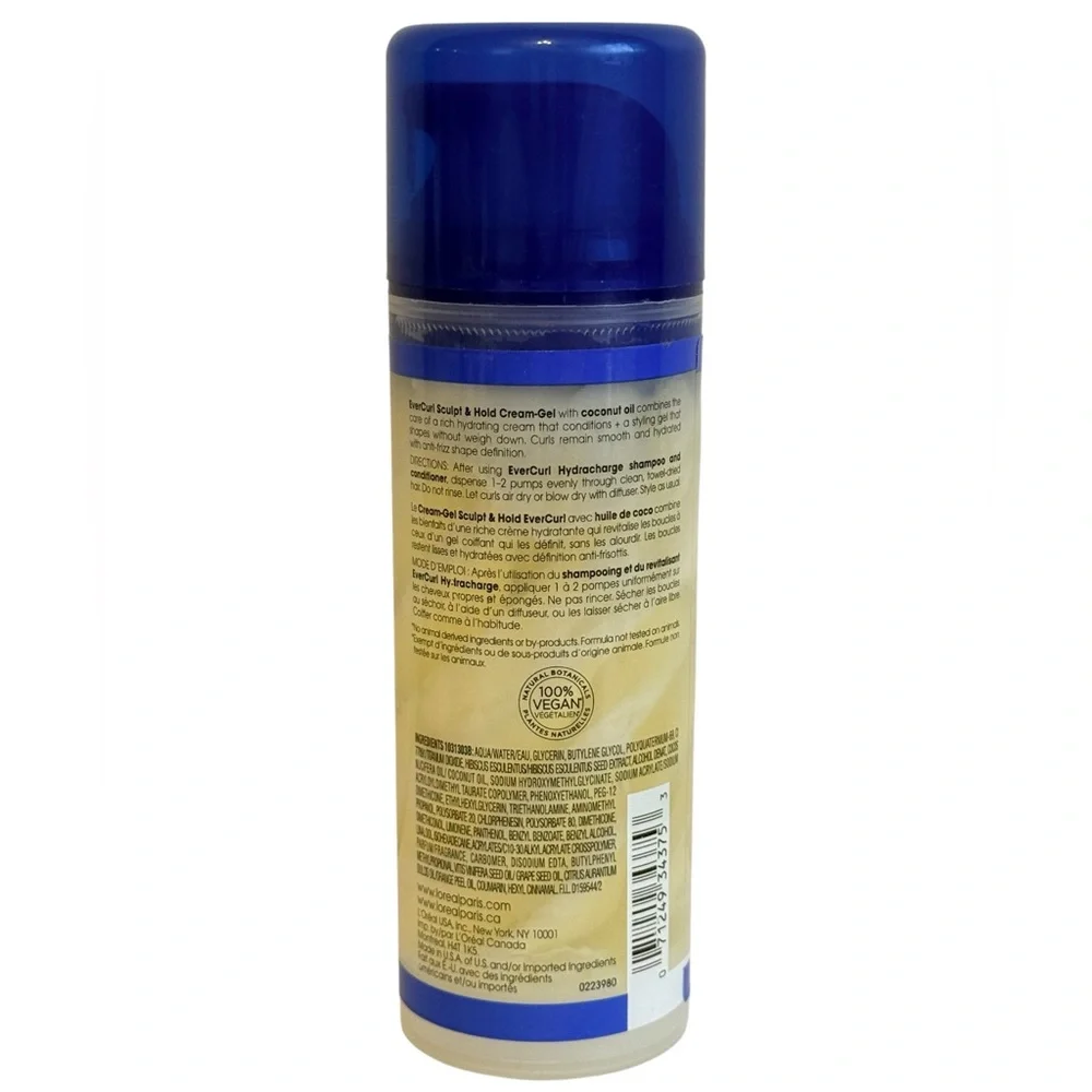L'Oreal Hair Expert Paris Ever Curl Sculpt & Hold Cream Gel 5 fl oz New